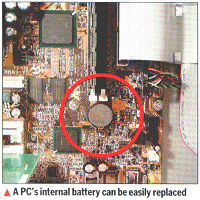 A PC internal battery can easily be replaced
