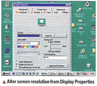 Alter screen resolution from Display Properties