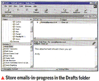 Store emails-in-progress in the Drafts folder