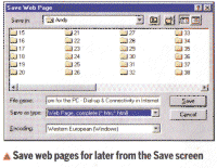Save web pages for later from the Save screen