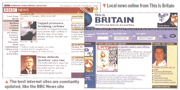 The best internet sites are constantly updated, like the BBC News site : Local news online from This Is Britain