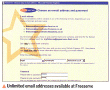Unlimited email addresses available at Freeserve          