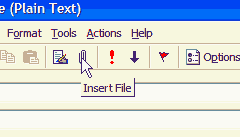  Outlook Express uses a paperclip icon in the taskbar  to add files to an Email