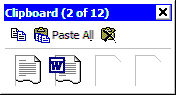 The Word Clipboard toolbar showing two documents ready to paste