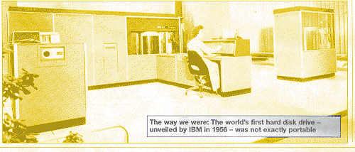 The way we were: The world's first hard disk drive- unveiled by IBM in 1956 - was not exactly portable