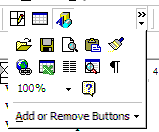 Two toolbars on the same line will produce chevrons,clicking on the triangle (top right) will show a mini menu of the rest of the toolbar.Note the handle of the next toolbar next to the chevrons